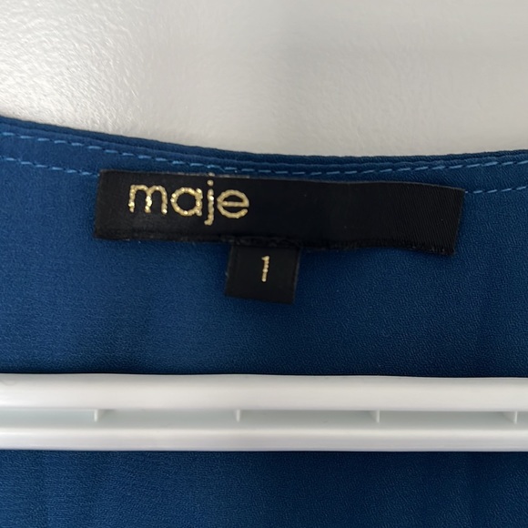 Maje maxi button down dress with waist tie, size 1 or small - Picture 2 of 5